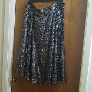 Lane Bryant Silver Sequin A-Line Skirt